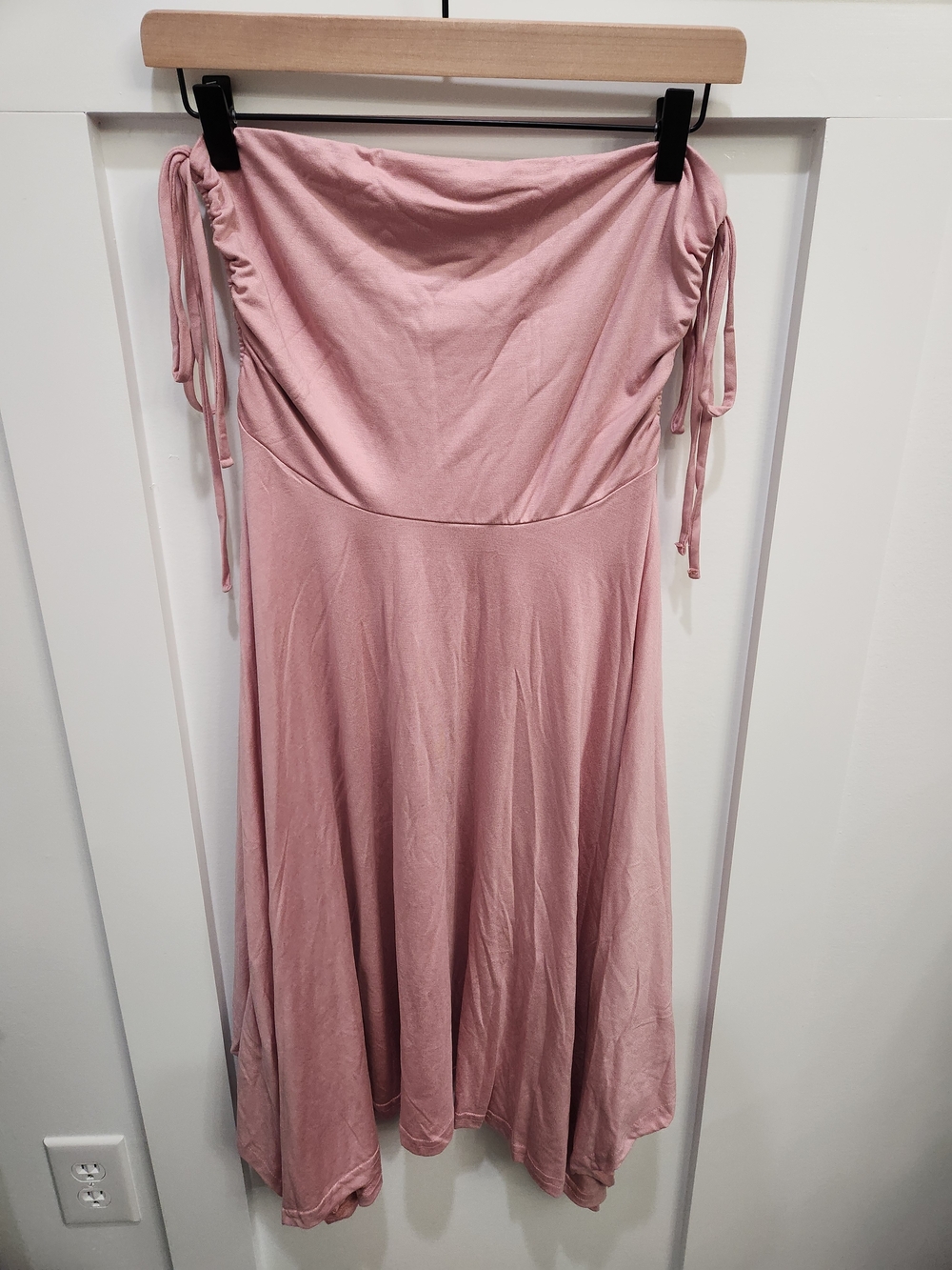 Free People Dusty Pink Strapless Ruched Midi Dress